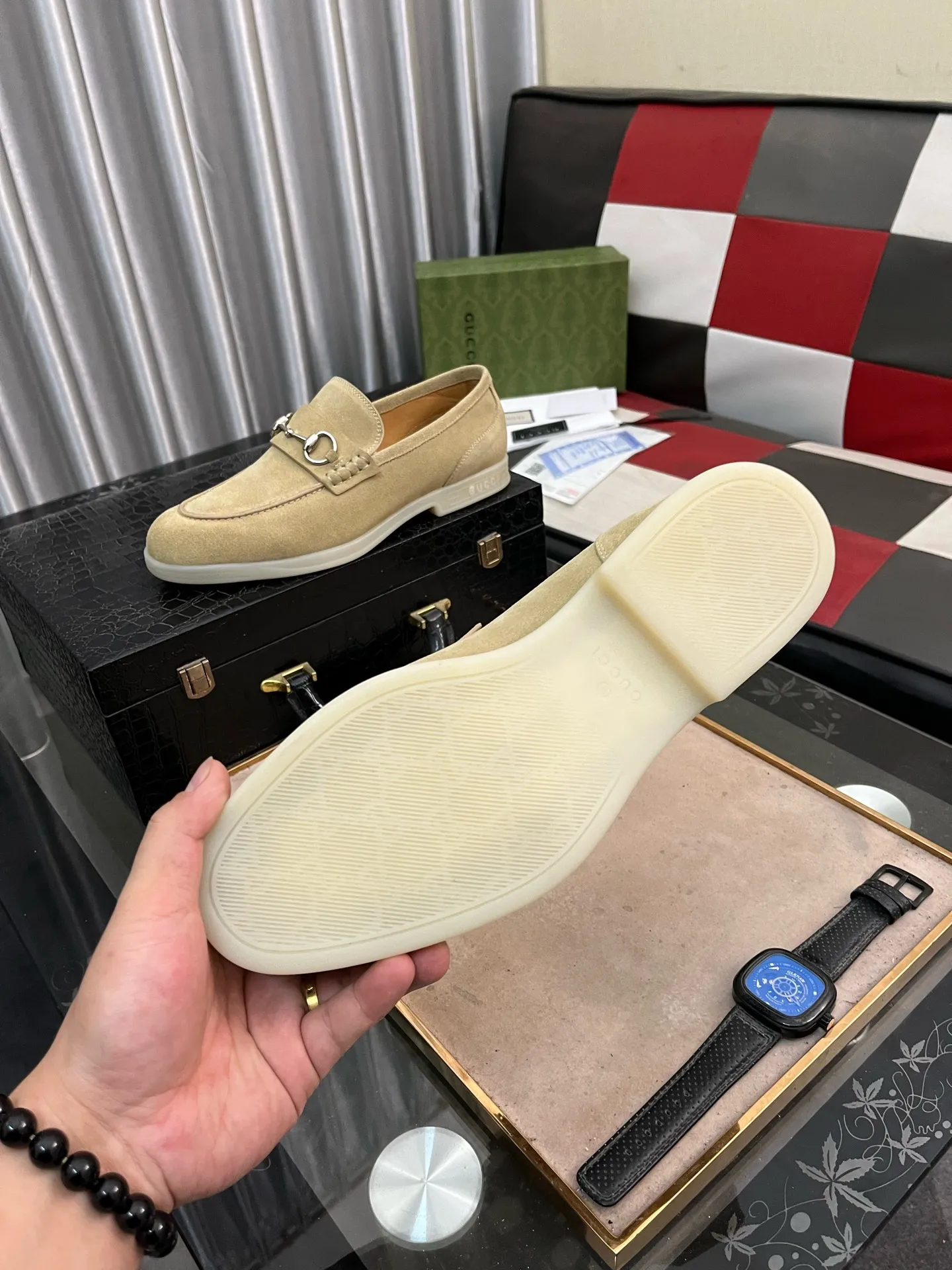 Men's shoes 💰540⌚️⌚️【GUCCi】Original frosted calfskin, water-dyed cowhide lining, original outsole, men's and women's fashion, formal casual leather shoes, slip-on men's and women's shoes series, young fashion, European and American trends, British style, casual matching, comfortable feet, standard code: men's code 38-444️⃣colors available